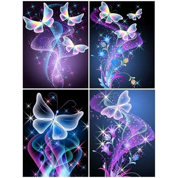 

Huacan Full Round Drill 5D DIY Diamond Painting Butterfly Diamond Embroidery Cross Stitch Mosaic Picture Of Rhinestone Decor