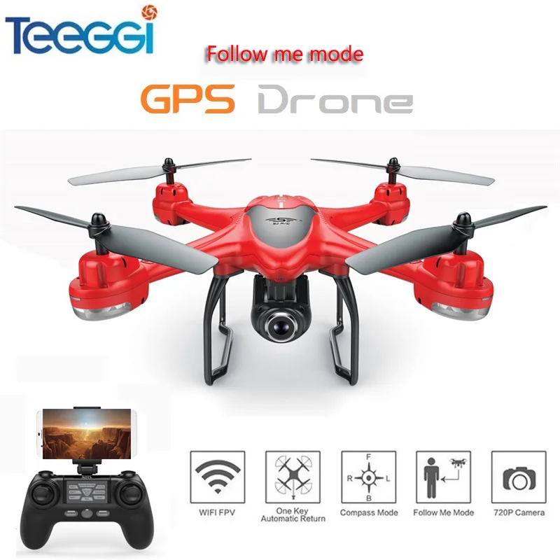 

S30W Dual GPS RC Drone with 720PHD Camera WiFi FPV RC Quadcopter Follow Me One-Key Return RC Helicopter VS S70W X8PRO