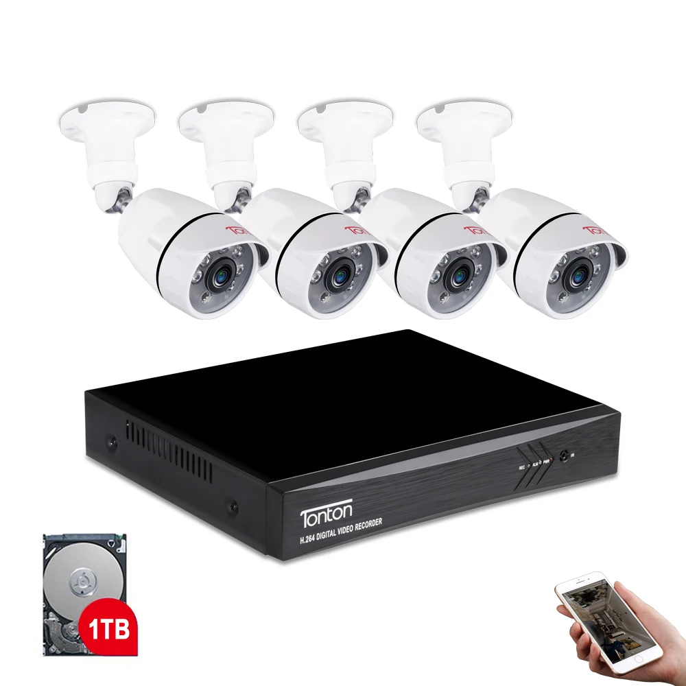 Tonton 1080 P HDMI DVR FULL HD уличная домашняя камера безопасности Система 8CH CCTV видеонаблюдение DVR комплект 4 шт. 2MP камера комплект 1 ТБ HD