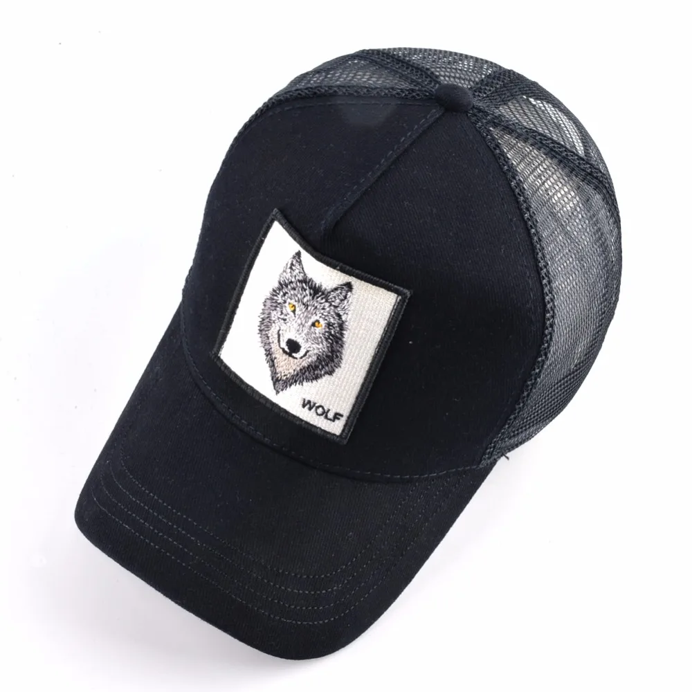 Casquette de camionneur pour hommes, chapeau d'été en maille respirante, Casquette de Baseball, femmes, loup, broderie Hip Hop, Kpop Bone