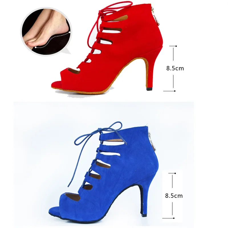 HXYOO/Женская Профессиональная фланелевая танцевальная обувь для латиноамериканских Танго; Цвет черный, синий; женская Обувь для бальных танцев с вырезами; цвет красный, фиолетовый; WK038