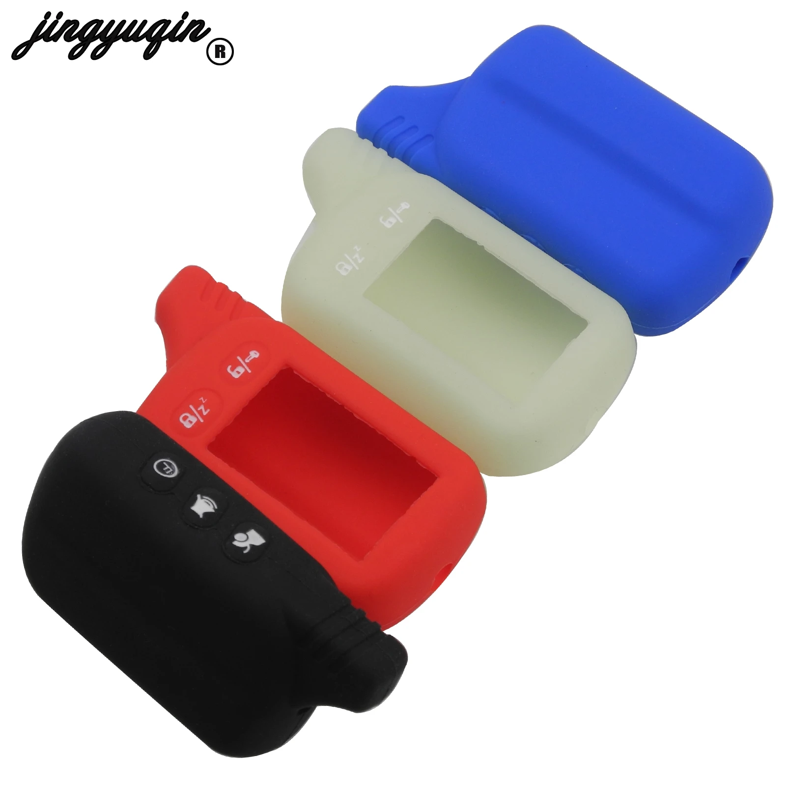 

jingyuqin Silicone Car key Case LCD Alarm Two Way Remote Fob Keychain Cover For Tomahawk TZ9030 TZ9020 TZ9031 TZ7010 Scher-khan