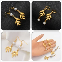 Anniyo цвета золота Гавайские листья серьги для женщин Девушки Ювелирные изделия Подарки на день рождения Guam серьги ювелирные изделия#211306