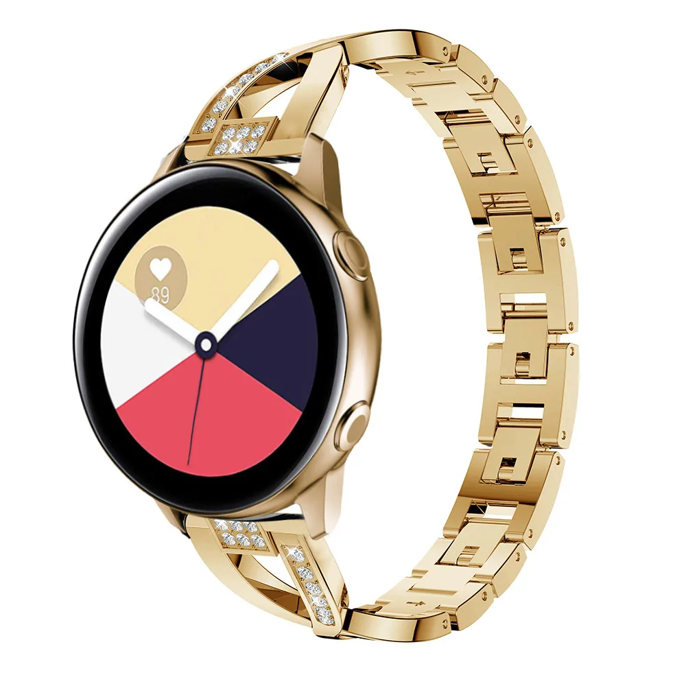 Модный X тип Стильный бриллиантовый браслет для samsung Galaxy Watch Active 2 1 ремешок металлический ремешок для женщин ремешок для Galaxy Watch 42 мм/46 мм