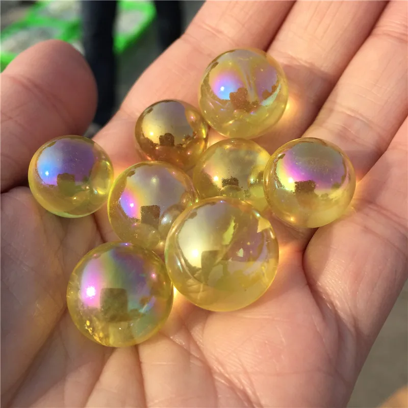 

5pcs Small Natural Aura Crystal Ball Angel Aura Titanium Crystal Bead Electroplated Stunning Rainbow Minerals Reiki Healing