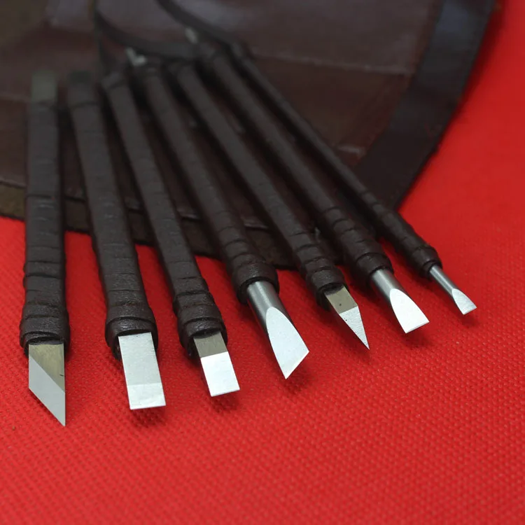 professional 7 Pcs stone Carving hand Tools, hand made carving knives chisel setin Chisel from