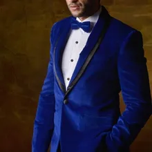 Модный стиль на одной пуговице синий Жених Смокинги друзей жениха Мужские свадебные костюмы для выпускного вечера Жених(куртка+ брюки+ галстук-бабочка) K: 1035