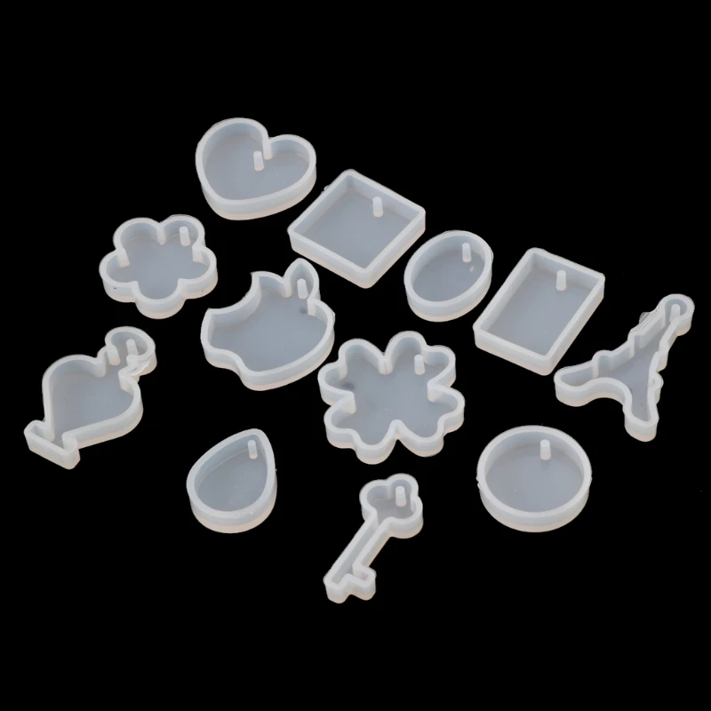 Free shipping 12pcs Silicone Jewelry Mold Resin Making Pendants Necklace Bracelet Earrings DIY