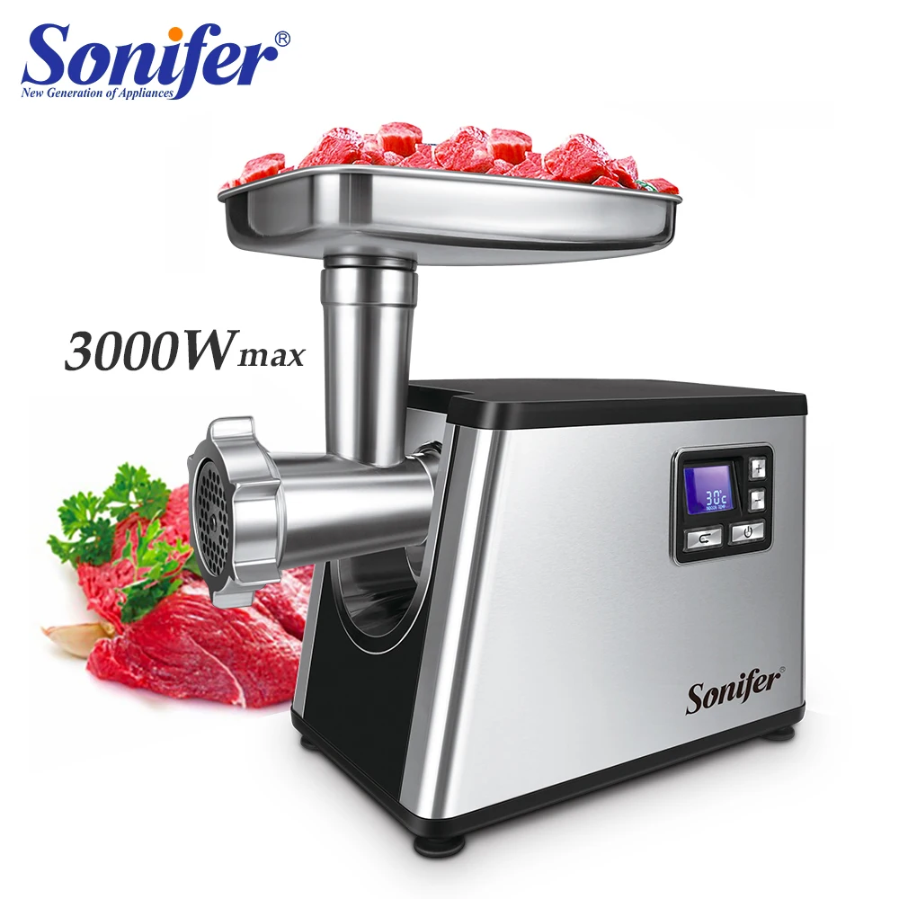 3000W Stainless Steel 5 Speed LCD Display Electric Meat Grinder Sausage