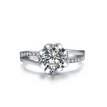 

Any Size Custom Pure Gold Flower Design Jewelry Ring 0.5CT Special Paved White Gold SONA Simulate Diamond Clear Color Ring 18K