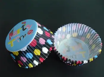 

4.5inch 500pcs/lot it's party time cupcake liners baking paper cup muffin cases for wedding/festival party Decoration