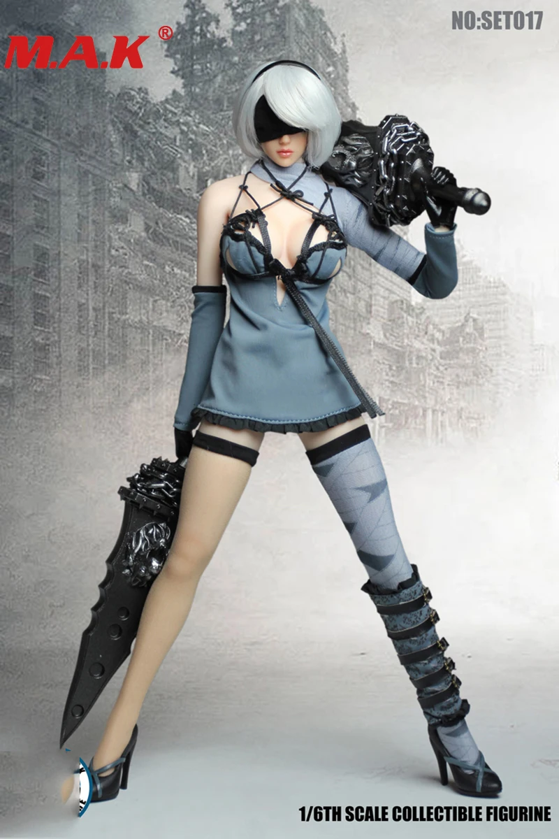 

Sexy PS4 Game 1/6 NieR Automata 2B YoRHa No. 2 Type B Girl with Head Sculpt & Clothing Sets Accessory for 12'' Pale Figure Body