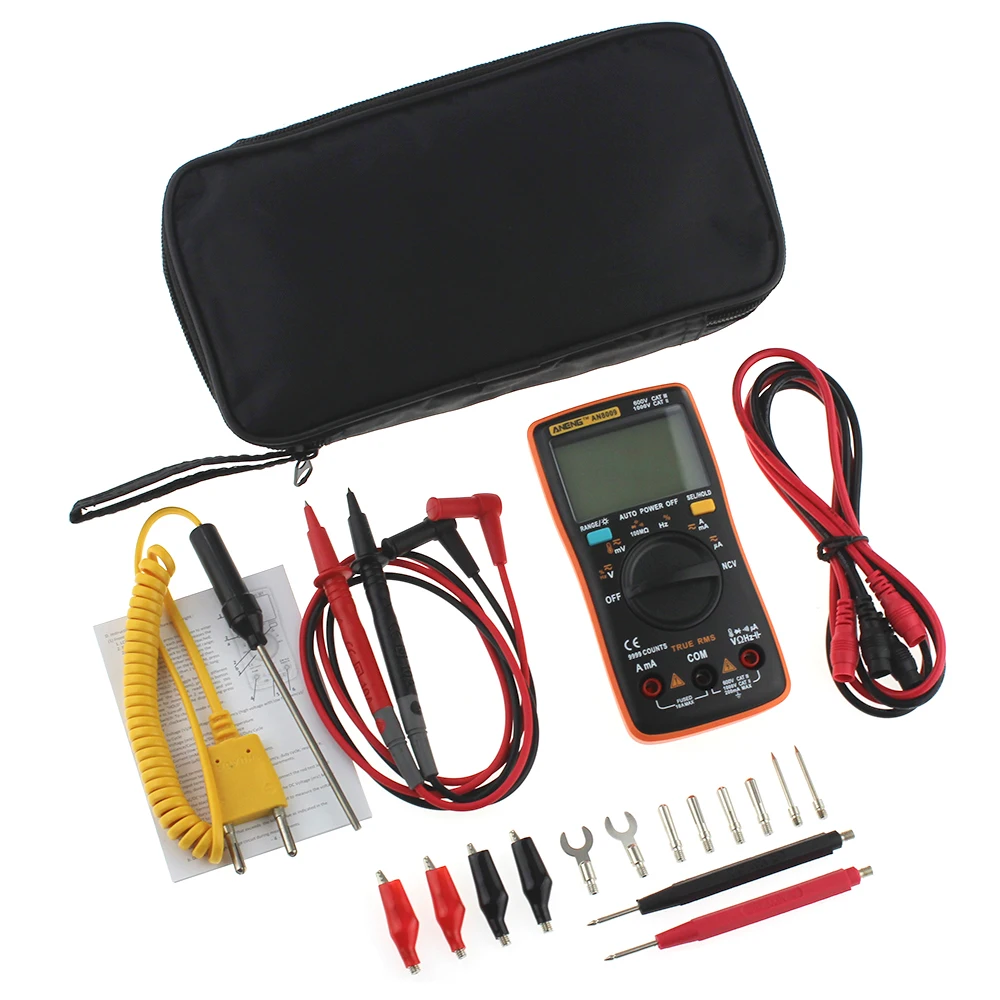 ANENG AN8009 мультиметр цифровой тестер multimeter esr метр мультиметры 9999 граф цифровой мультиметр транзистор тестер tester мултиметр тестор мультитестер мультиметр с термопарой конденсатор автоматический мультимет - Цвет: Оранжевый