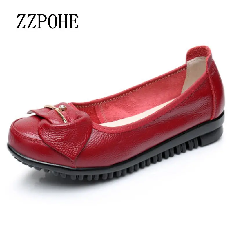 

ZZPOHE 2017 Spring autumn new fashion mother shoes middle-aged soft casual casual single shoes bow big size women's flat shoes