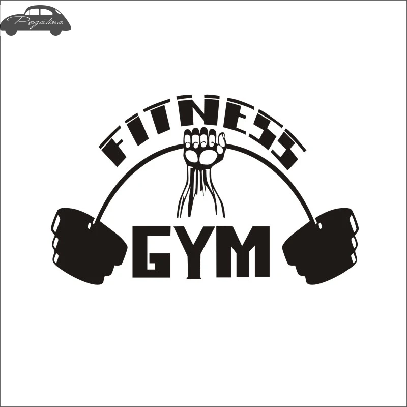 Pegatina Car Gym Sticker Barbell Fitness Decal Body building Posters Vinyl Wall Decals Quadro