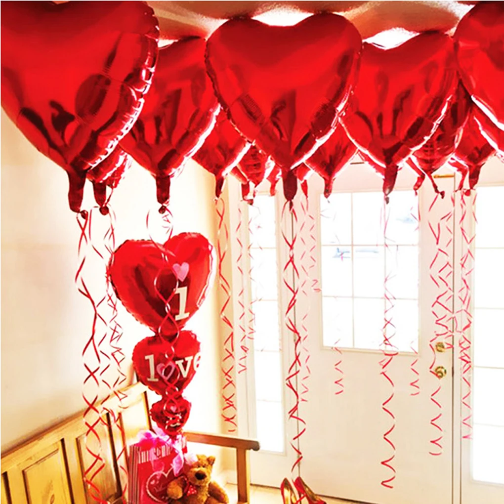 

10pcs 18" Heart Shaped Aluminum Foil Balloons Helium Balloons Birthday Party Decoration Celebration Supplies Inflatable