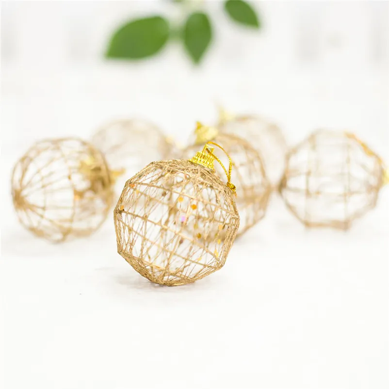 1 set6Pcs Christmas Drop Ornaments Xmas Tree Balls Decoration Baubles Party Wedding Ornament Pretty gold Balls #3o29 (7)