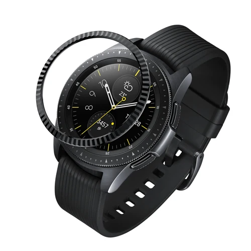 Замена смарт-чехол для часов из нержавеющей стали для samsung Galaxy Watch 46 мм 42 мм, драгоценный камень кольцо клеющаяся крышка против царапин металл - Цвет: Pihua Black