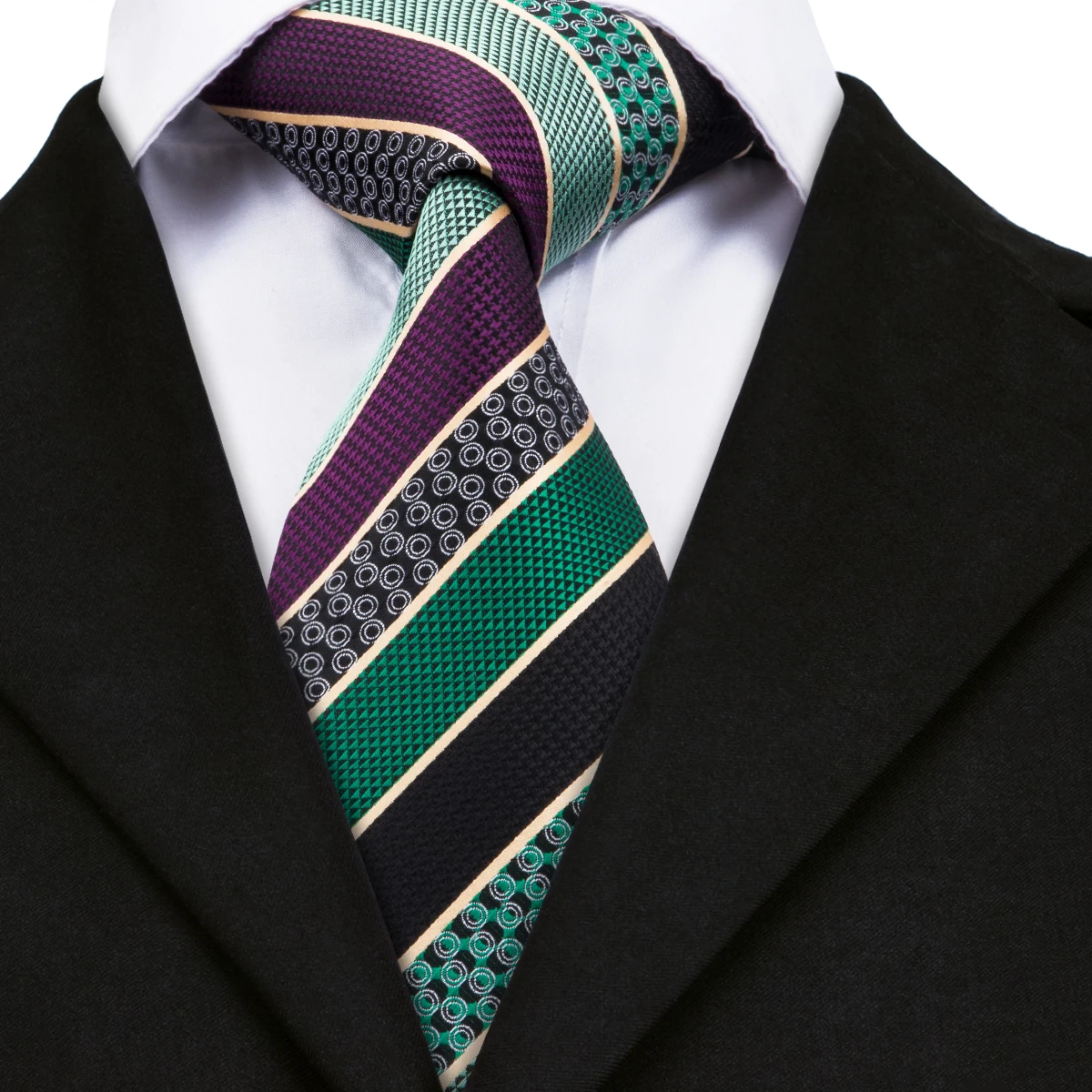 Buy 2018 Novelty Striped Ties for Men Green Purple