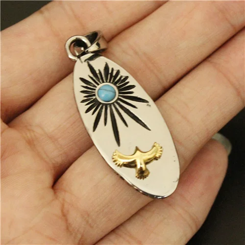

2015 Silver & Gold Eagle Biker Pendant 316L Stainless Steel Hot Eagle Pendant