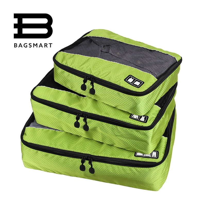 3 Pcs Set Nylon Unisex Packing Cubes For Clothes Lightweight Luggage Travel Bags For Shirts Waterproof