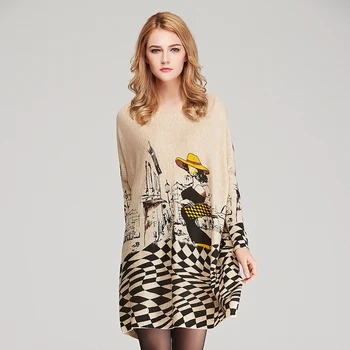 

Autumn Long Women Sweater Casual Coat Batwing Sleeve Print Women 'S Sweaters Clothes Pullovers Fashion Pullover Clothing