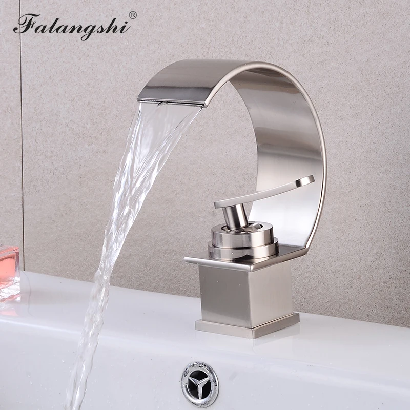 Bathroom Waterfall Faucet Sink Mixer Washbasin Design Hot and Cold Mixer Tap Black Bronze C Type Faucet Basin Water Crane WB1008