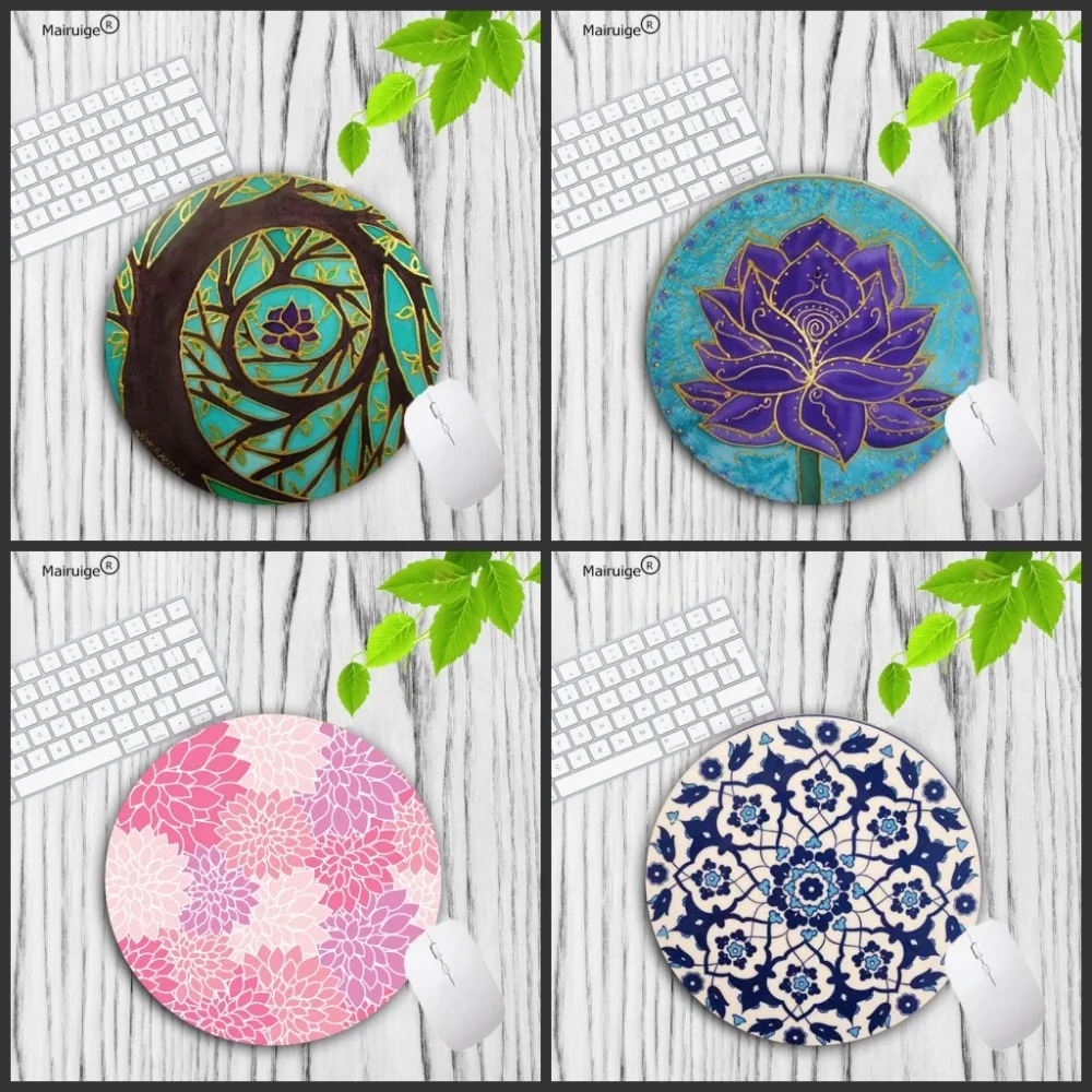 

Mairuige Mandala Tree And flowern Pattern Round Size Mouse Pad Non-Skid Rubber Pad Special Offer Luxury mousepad
