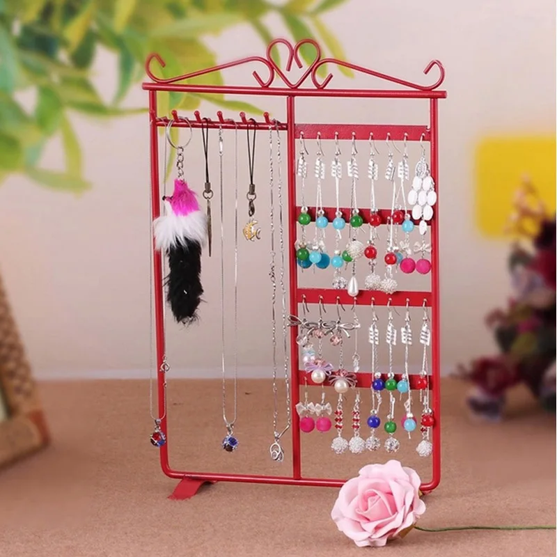 Fashion 32 Holes 6 Hooks Earrings Stud Necklace Jewelry Display Jewllery Organization Multifunction