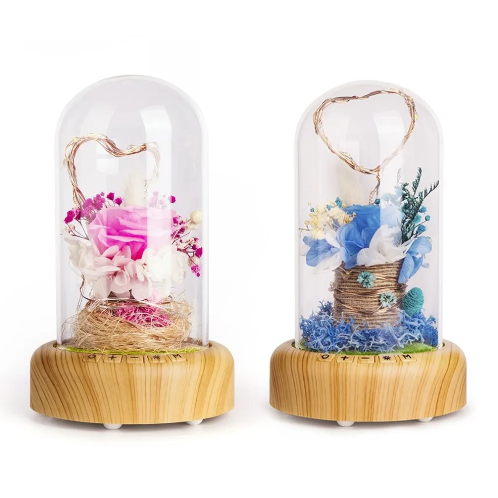 Rose Streamer Bottle Wireless Bluetooth Speaker Rechargeable LED Night Light With Flower in Glass Home Decoration Table Lamp 3