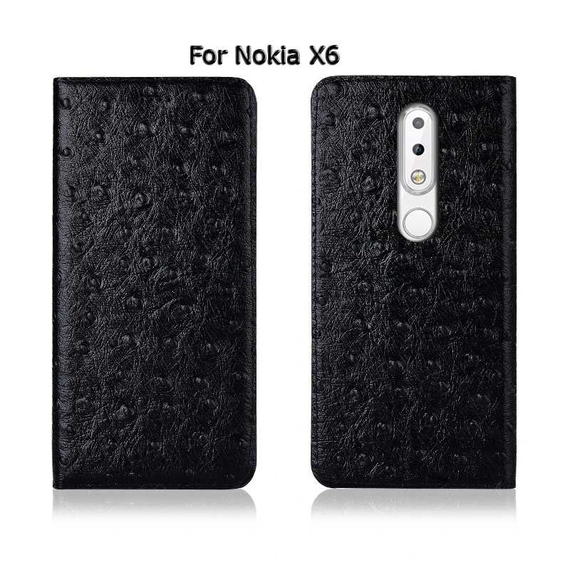 Страус Текстура чехол для Nokia X6 X7 крышка флип подставка, гнездо для карточек из натуральной кожи чехол для телефона