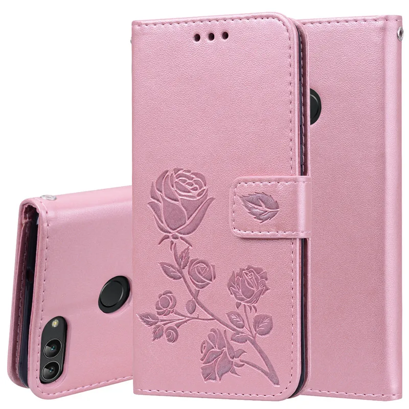 Huawei P Smart Case Soft Silicon TPU Wallet Flip Leather Phone Case For Huawei P Smart Cover FIG-LX1 Enjoy 7S Case - Цвет: Pink