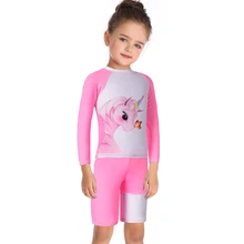 POPFAVOR/комплект из двух предметов для девочек, костюм для плавания с единорогом, красивый солнцезащитный костюм с рисунком русалки, купальный костюм для дайвинга