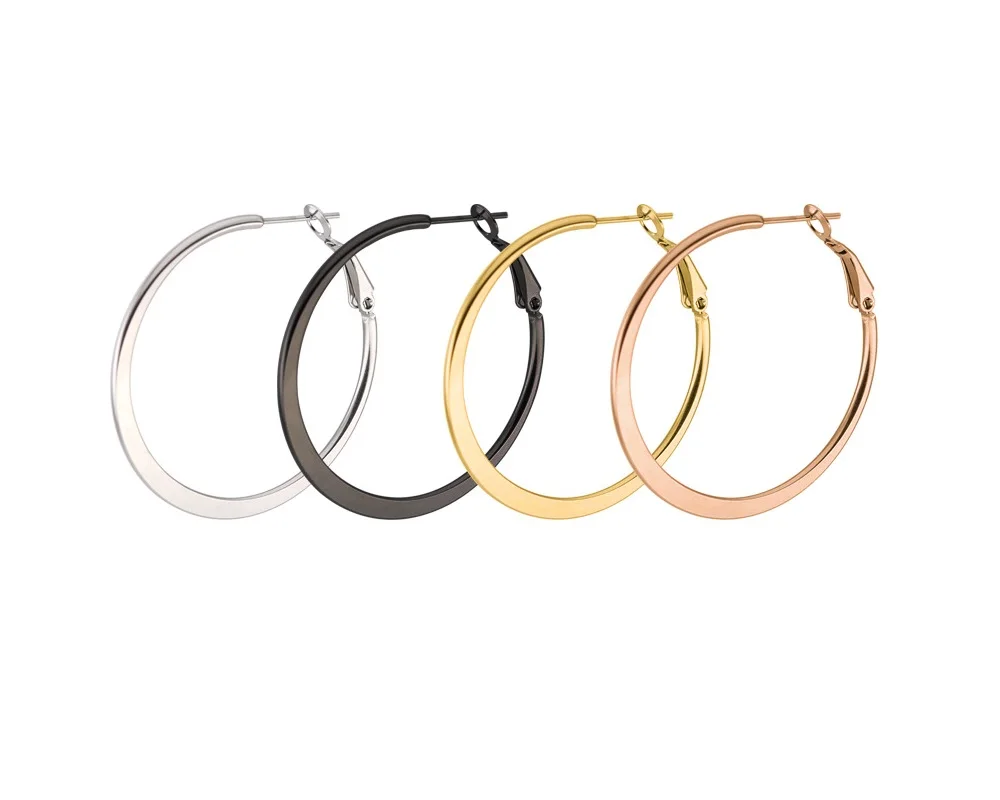 5/6 cm Hoop Earrings Titanium Steel Naver Fade Simple Big Round Hoops
