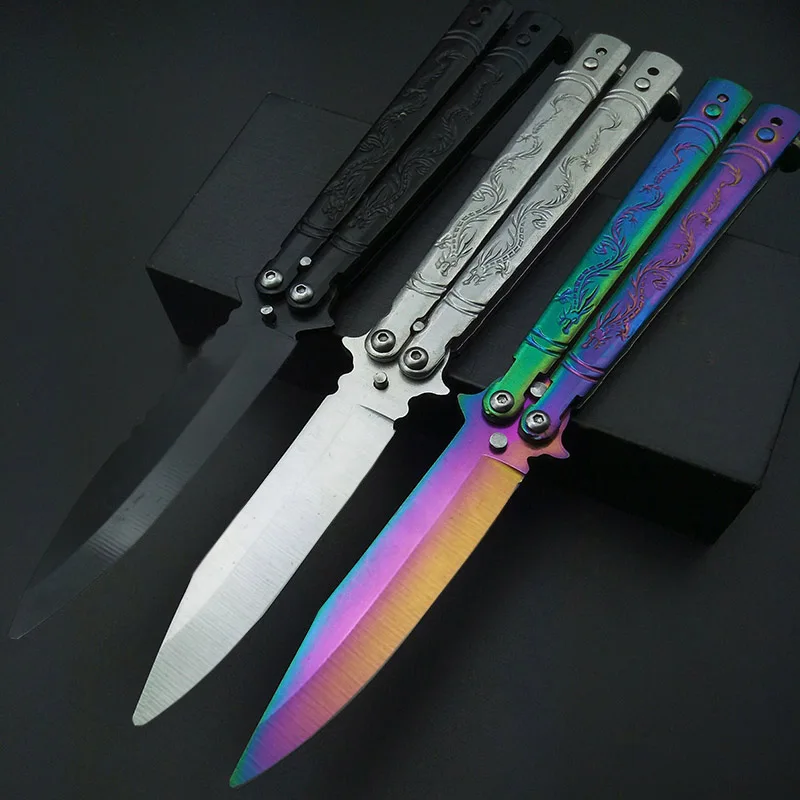 Best CS GO Karambit folding Knife Butterfly Gift game knife For Party dull blade no edge tool practice butterfly in knife NEW Toy