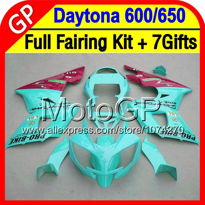 Kit+7gift For Triumph Daytona 650 02-05 Cyan red 5#136 2002 2003 2004 2005 600 gloss cyan 02 03 04 05 Fairing | Автомобили и