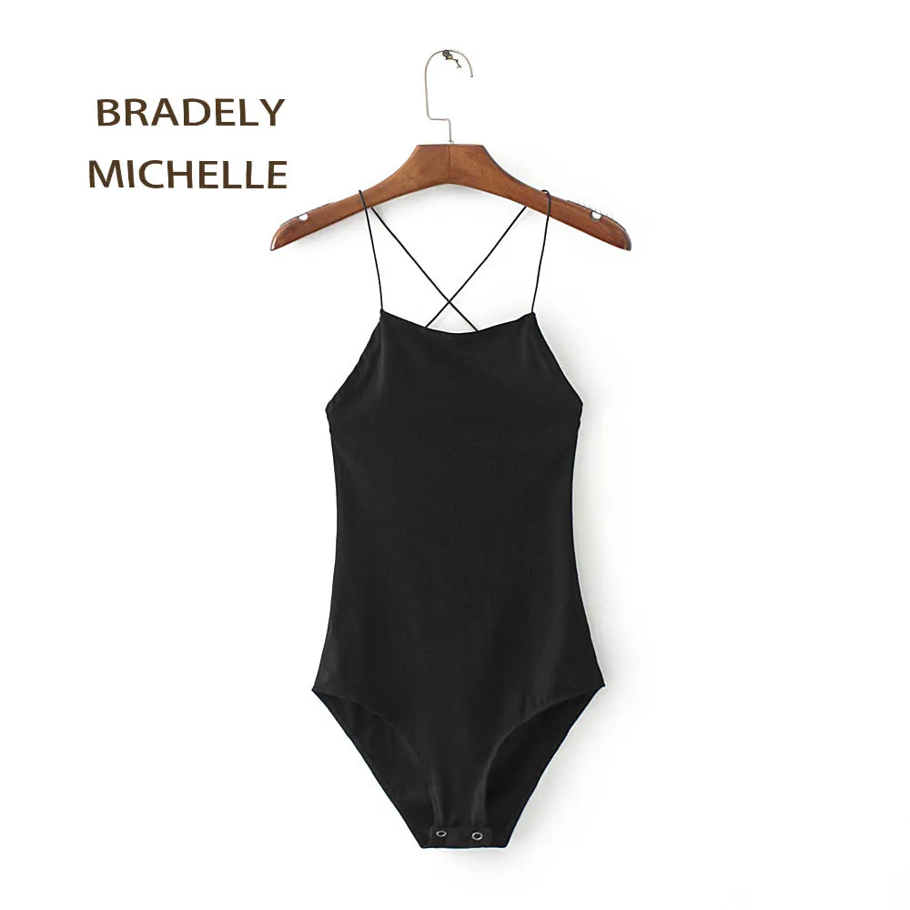 BRADELY ميشيل 2018 الصيف مثير النساء جديد سليم الصلبة أكمام عارية الذراعين أعلى ارتداءها مع زر مخفي