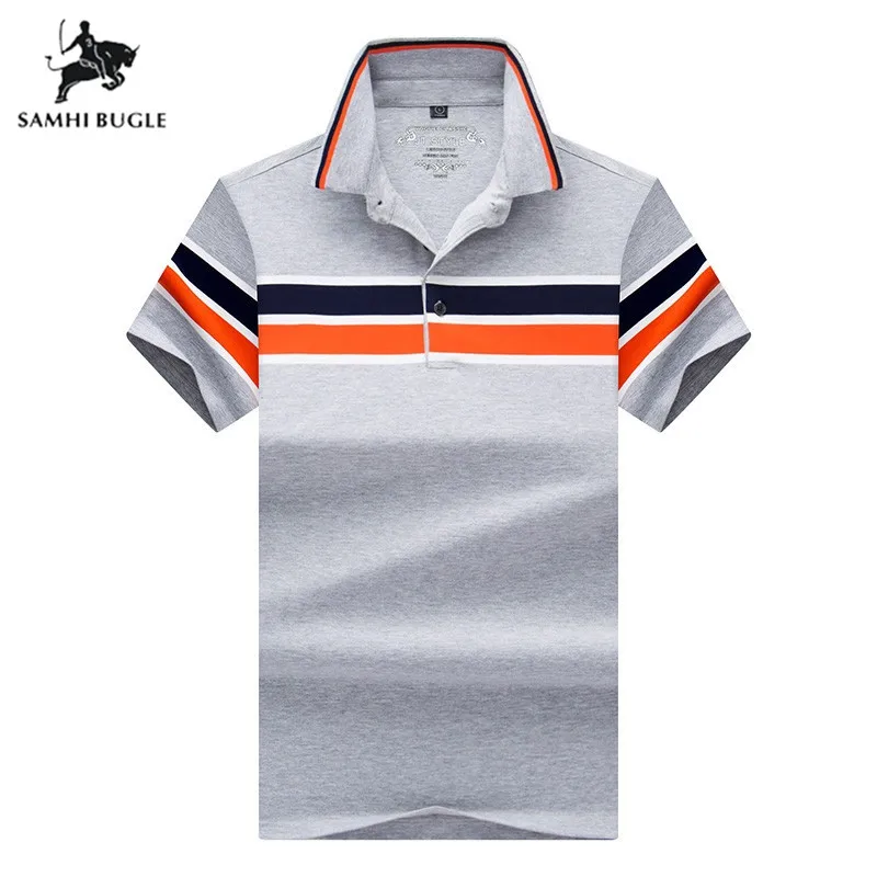

Men Clothes 2019 Stitching Stripe Polo Shirt Men Business Gentleman Lapel Polo Homme 95% Cotton Casual Male Polos