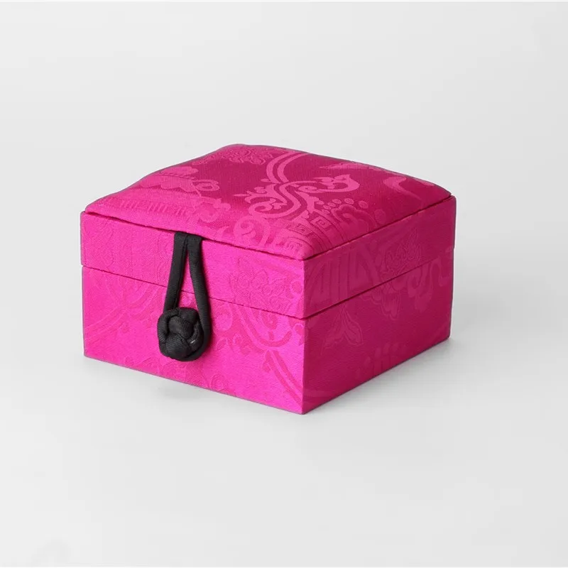 

Natural Mulberry Silk Chinese Jewelry Gift Box Wood Square Ring Bracelet Storage Box High End Luxury Packaging Box 9x9x6 cm