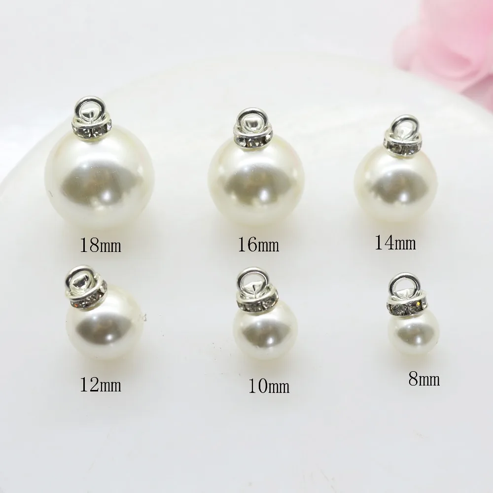 

ZMASEY New 20pcs/lot Shank Pearl Buttons For Clothing Diy Shirt Accessories Bra Button Bow Girl Hair Ribbon Wedding Decoration