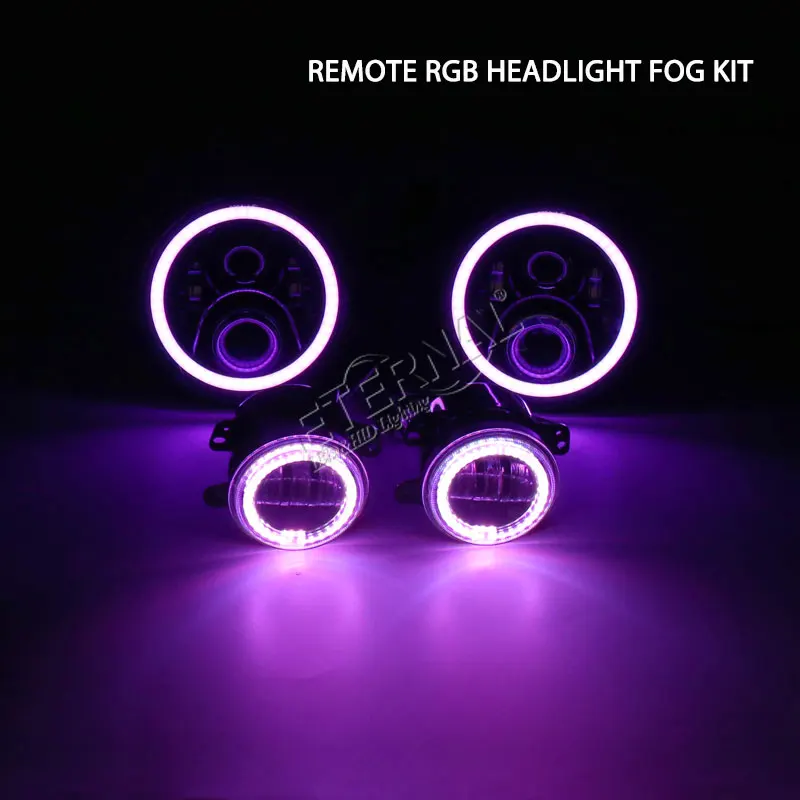 Bluetooth remote 60 W RGB светодиодные фары + 4 дюйма 30 led противотуманных фар для 4x4 offroad Wrangler