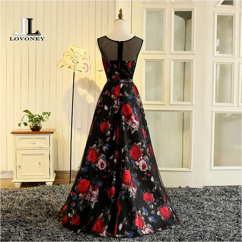 LOVONEY A-Line O-Neck Plus Size Evening Dress Long Formal Dress Women Occasion Dresses Evening Gown Vestidos De Festa M223 LOVONEY A-Line O-Neck Plus Size Evening Dress Long Formal Dress Women Occasion Dresses Evening Gown Vestidos De Festa M223