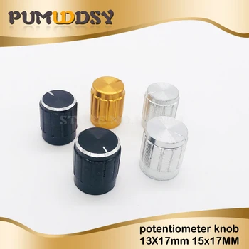 

10PCS aluminum alloy 13*17mm 15*17mm potentiometer 13*17 15*17 knob rotation switch volume control knob black silvery