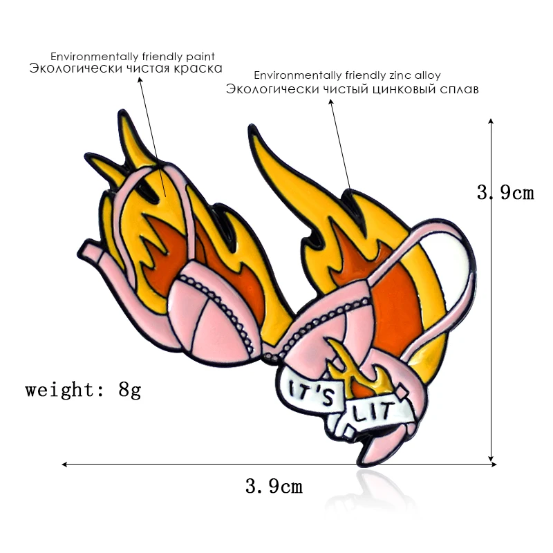 Розовая девушка сексуальный бюстгальтер эмаль брошь горящее пламя отворот булавка искушение это горит пламя значок Любовник Ювелирные изделия подарок аксессуары