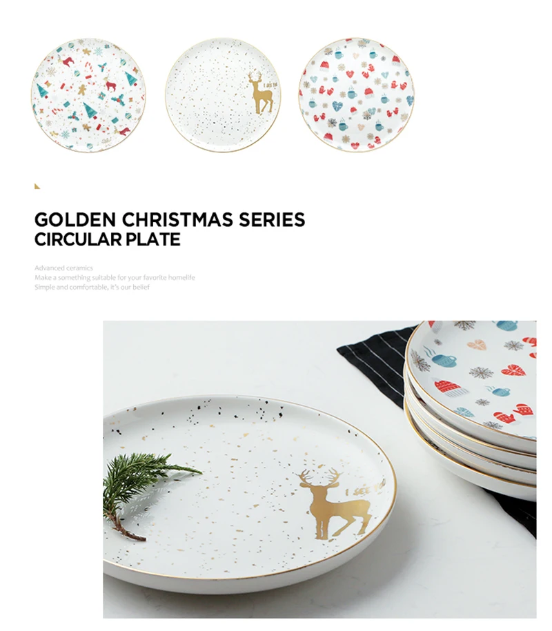 Обеденная тарелка, Рождественская тарелка, керамический поднос, ваджилла, инновационный снеговик, блюдо для стейка, десерт, круглый поднос