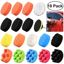 19Pcs 3 Inch Sponge Polishing Buff Pads with M10 Drill Adapter for Car Polisher washing Tool