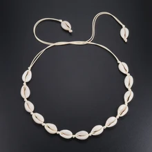 Quente concha concha colar feminino jóias verão praia concha gargantilha boêmio corda cowrie frisado colares colar artesanal feminino