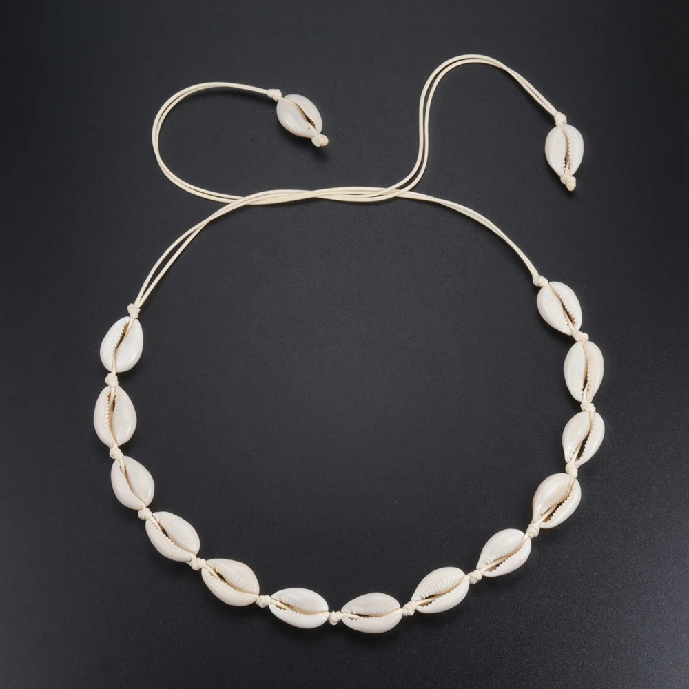 

Hot White Conch Seashell Necklace Women Jewelry Summer Beach Shell Bohemian Rope Beaded Necklaces Handmade Collar Female Gift