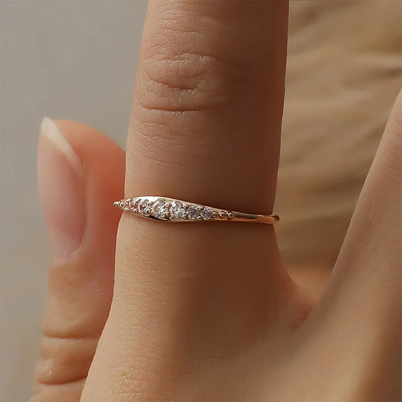 

Rhinestone Bowknot Ring Resizable Big Zircon Silver And Rose Gold Plating Bow Ring For Women Crystal Wedding Rin