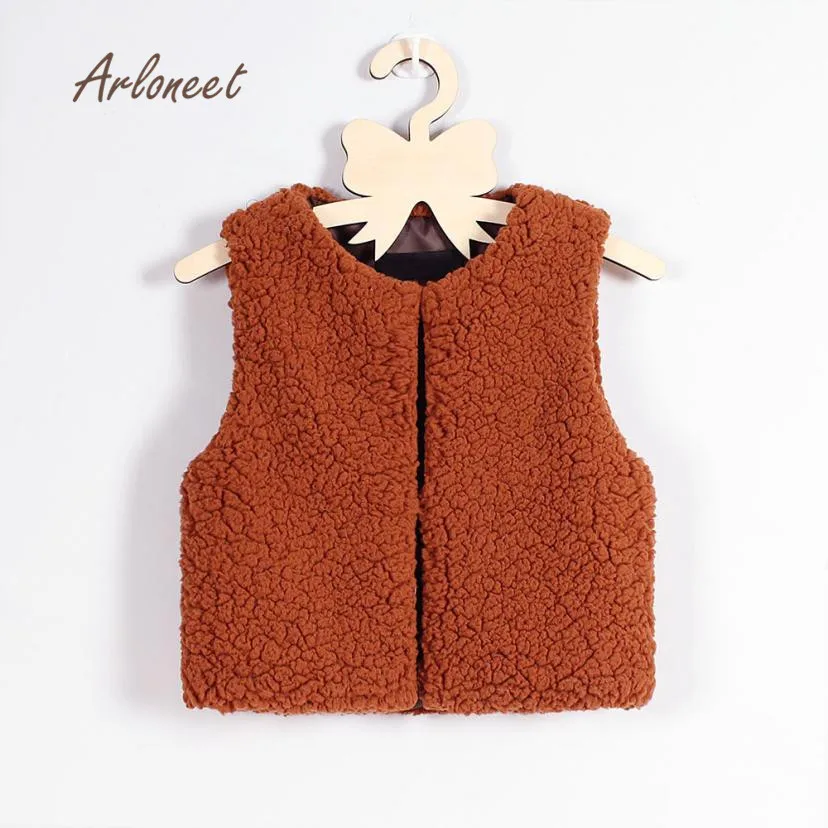 2017 Kids baby girl clothes Autumn Winter Faux Cashmere Waistcoat Coat Warm Outwear Clothes vestido infantil OCT26